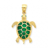 Picture of 14K Green Stained Glassed Sea Turtle Pendant