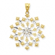 Picture of 14k & Rhodium Diamond-cut Starburst Snowflake Pendant