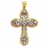 Picture of 14K Two-tone Diamond-cut Layered Cross Pendant