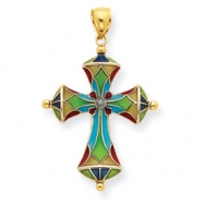 Picture of 14K Stained Glassed Glittered Center Cross Pendant
