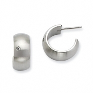 Picture of Stainless Steel CZ Satin J Post Hoop Earrings