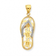 Picture of 14K Two-tone Triple Sea Turtle Flip-Flop Pendant
