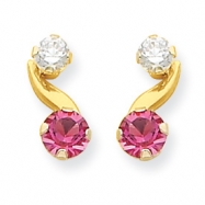 Picture of 14k Synthetic Pink Tourmaline (Oct) Post Earrings