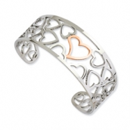 Picture of Stainless Steel Polished & Chocolate-plated Hearts Cuff Bangle