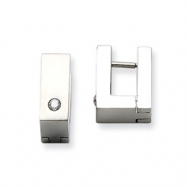 Picture of Stainless Steel CZ Satin Square Hinged Hoop Earrings