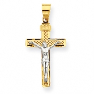 Picture of 14K Two-tone D/C Medium Block Lattice Cross w/Crucifix Pendant