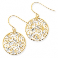 Picture of 14K & Rhodium Diamond-cut Filigree Circle Wire Earrings