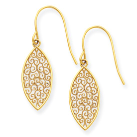 Picture of 14k Fancy Filigree Teardrop Dangle Earrings