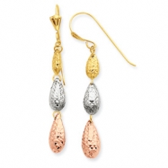Picture of 14k Tri-color Puff Teardrop Dangle Earrings