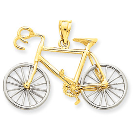 Picture of 14k Large Two-tone 3-D Bicycle Pendant