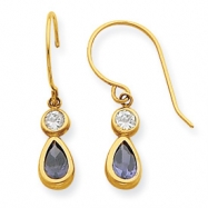 Picture of 14k Clear/Purple CZ Dangle Earrings