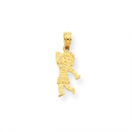 Picture of 14K Girl Waving with Flower on Blouse Pendant