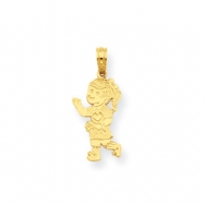 Picture of 14K Little Girl Walking with Flowers Pendant