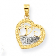 Picture of 10k & Rhodium Mom Heart Charm