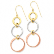 Picture of 14k Tri-color Triple Circle Dangle Earrings