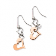 Picture of Stainless Steel Polished & Rose Gold Heart Dangle Earrings