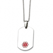 Picture of Stainless Steel Polished w/ Red Enamel Medical Pendant 24 in. Necklace chain