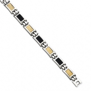Picture of Stainless Steel 14k Gold & Carbon Fiber 8in Bracelet