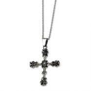 Picture of Stainless Steel Antiqued Cross Pendant 22in Necklace chain