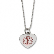 Picture of Stainless Steel Red Enamel Heart Shaped Medical Pendant 22in Necklace chain