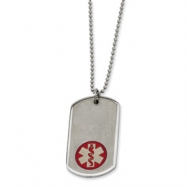Picture of Stainless Steel Red Enamel Large Dog Tag Medical Pendant 22in Necklace chain