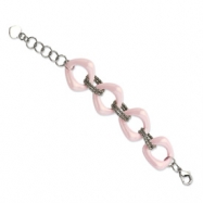 Picture of Stainless Steel Pink Ceramic and Stanless Link Bracelet