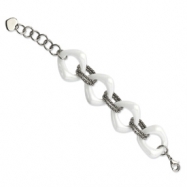 Picture of Stainless Steel White Ceramic and Stainless Link Bracelet