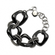 Picture of Stainless Steel Black Ceramic and Stainless Link Bracelet