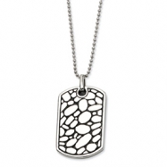 Picture of Stainless Steel Black Enamel Pebble Dog Tag Pendant  24 in. Necklace chain