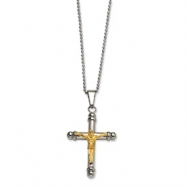 Picture of Stainless Steel Gold IPG Crucifix Pendant 22in Necklace chain