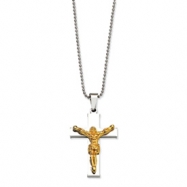 Picture of Stainless Steel Gold IPG Crucifix Pendant 22in Necklace chain