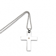 Picture of Stainless Steel 14k Gold w/ Diamond Cross Pendant 22in Necklace chain