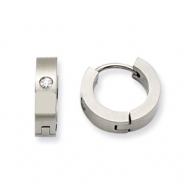Picture of Stainless Steel CZ Brushed Hinged Hoop Earrings