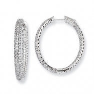 Picture of Sterling Silver 1.12 inch diameter CZ Hoop Earrings