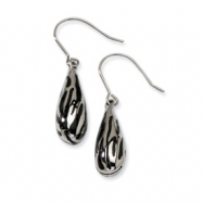 Picture of Stainless Steel Black Resin Striped Polished Dangle Earrings
