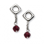 Picture of Stainless Steel Garnet Swarovski Crystal Post Dangle Earrings