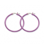 Picture of Stainless Steel Pink 32mm Hoop Earrings