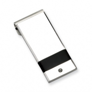 Picture of Stainless Steel Black Rubber and CZ Money Clip