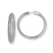 Picture of Sterling Silver .75 inch diameter CZ Hoop Earrings