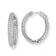 Picture of Sterling Silver .81 inch diameter CZ Hoop Earrings