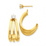 Picture of 14k Polished J Hoop with 4mm CZ Stud Earring Jackets