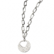 Picture of Stainless Steel Polished & Textured w/ Heart Cutout Pendant 22 w/ 2in Ext N chain