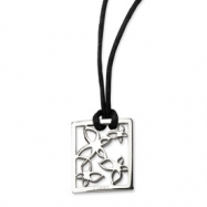 Picture of Stainless Steel Polished Square w/Flowers 22in Cord Necklace chain