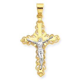 Picture of 10k & Rhodium Filigree Crucifix Charm
