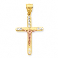 Picture of 10k Two-tone CZ Crucifix Pendant