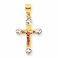 Picture of 10k Two-tone Small CZ Crucifix Pendant