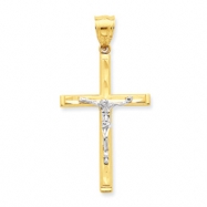 Picture of 10k & Rhodium Diamond-Cut Crucifix Pendant