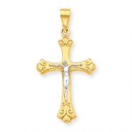 Picture of 10k & Rhodium Fleur de Lis Crucifix Pendant