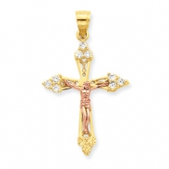 Picture of 10k Two-tone CZ Crucifix Pendant