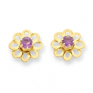 Picture of 14k Flower w/Purple CZ Post Earrings